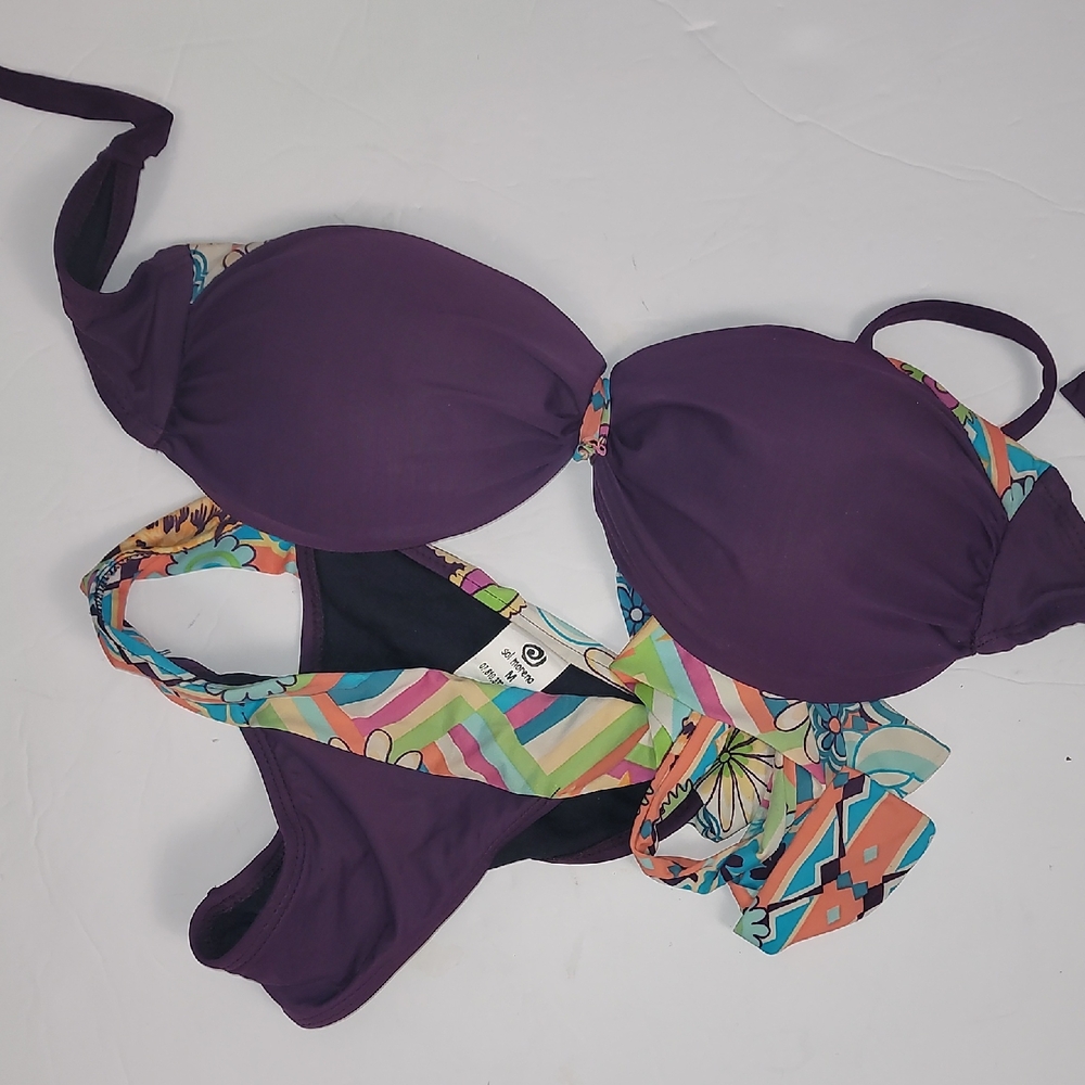 Sol Moreno Purple Push-Up Bikini with Geometric Bow